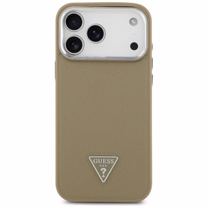GUESS чехол IPHONE 17 Pro Max совместим с MagSafe GUHMP17XPGTSPSW (Grained PU Triangle Logo) коричневый