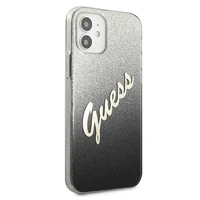 Guess GUHCP12SPCUGLSBK iPhone 12 mini 5.4" juodas/juodas kietas dėklas Glitter Gradient Script