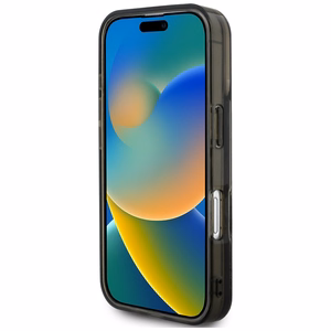 Karl Lagerfeld Liquid Glitter Choupette Logo iPhone 16 deklas - juodas