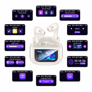 HOCO belaidės ausinės bluetooth su lietimui jautriu ekranu TWS ANC + ENC EQ21 debesų baltos