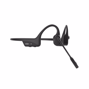 SHOKZ OpenComm2 UC 2025 belaidės Bluetooth kaulų laidžiavimo ausinės vaizdo konferencijoms su USB-C įkrovimo jungtimi ir USB-C adapteriu, triukšmą slopinančiu mikrofonu, juodos