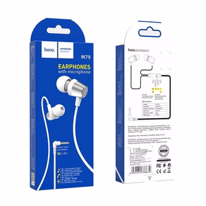 HOCO laidinės ausinės Jack 3,5 mm su mikrofonu M79 baltos