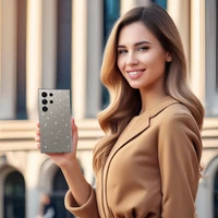 Kristalinis blizgus dėklas telefonui Samsung Galaxy S24 Ultra sidabrinis