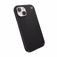 Speck Presidio2 Grip – dėklas iPhone 17e / 16e / 15 / 14 / 13 (juodas / pilkas / baltas)
