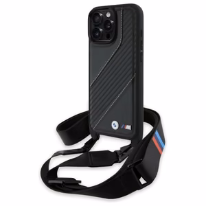 BMW M Edition anglies juosta ir dirželis dėklas telefonui iPhone 16 Pro Max - juodas