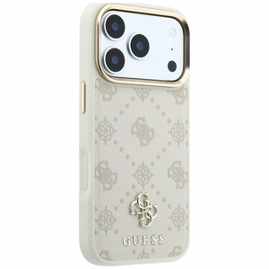 Guess Peony 4G Small Logo MagSafe dėklas, skirtas iPhone 17 Pro Max / 18 Pro Max, smėlio spalvos