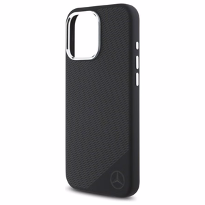 Mercedes MEHMP16L23SUGDK iPhone 16 Pro 6.3" juodas kietasis dėklas silikoninis su toniniu logotipu ir medžio raštu Magnetinis (MagSafe)
