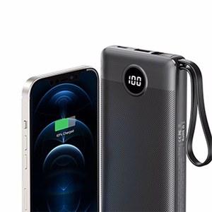 VEGER išorinė baterija 10000 mAh su įmontuotais kabeliais Micro USB / Type C / Lightning C10 (W1116) juoda