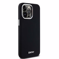 DKNY DKHMP15XSMCHLK iPhone 15 Pro Max6.7" juodas dėklas Liquid Silicone Small Metal Logo MagSafe