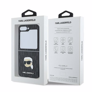 Karl Lagerfeld Saffiano monogramos dėklas telefonui Samsung Galaxy Z Flip 6 - juoda