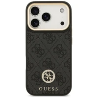 Guess 4G Strass Logo & Big Strap Metal Buttons Magnetinis dėklas telefonui iPhone 17 Pro - juodas