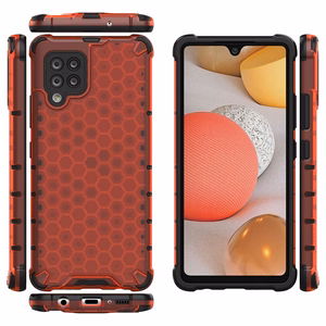 Honeycomb dėklas šarvuotas su TPU buferiu Samsung Galaxy A42 5G raudonas