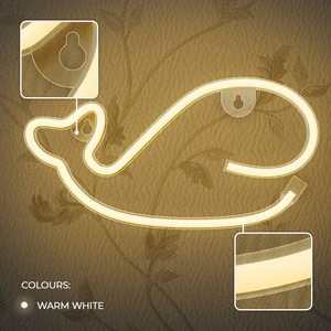 Neon LED Light WHALE warm baltas Bat + USB FLNE09 Forever Light