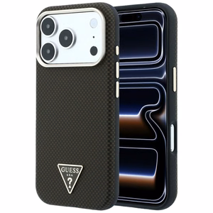 Guess Kevlar Triangle Logo MagSafe dėklas, skirtas iPhone 17 Pro / 18 Pro – spalva: ruda