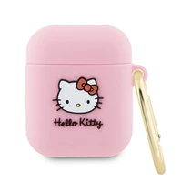 Hello Kitty silikoninis 3D Kitty galvos dėklas AirPods 1/2 - rožinis