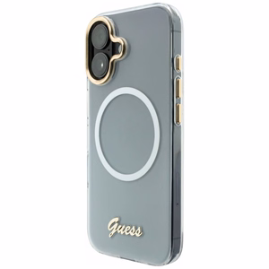 Guess IML Gradient Script Metal MagSafe Dėklas for iPhone 17 - baltas