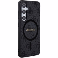 Guess 4G Collection Odinis Metalinis Logotipas Magnetinis dėklas telefonui Samsung Galaxy S24 - juoda