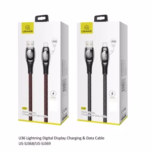 USB laidas USAMS SJ369 - U36 juodas Lightning 200cm (skaitmeninis įkrovimo ekranas)