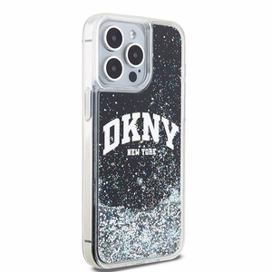 DKNY dėklas telefonui iPhone 15 Pro Max 6,7" DKHCP15XLBNAEK juodas HC skysti blizgučiai su arkinis logotipas