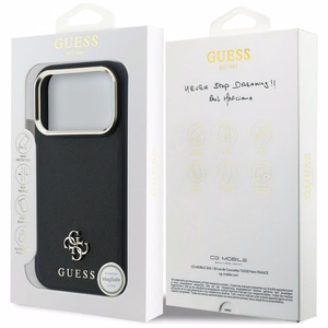 Dėklas, skirtas IPHONE 18 Pro Max/17 Pro Max suderinamas su „MagSafe“ (Saffiano Small 4G & Classic Logo) (spalva: juoda)