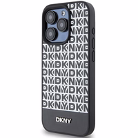 DKNY Odinis spausdintas rašto metalinis logotipas Magnetinis dėklas telefonui iPhone 15 Pro Max - juodas