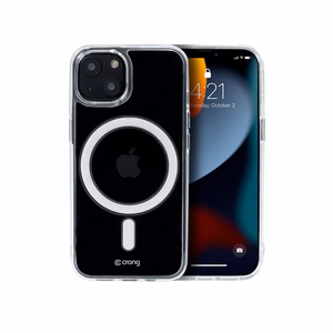Crong Clear MAG Cover dėklas, skirtas iPhone 13 Mini, suderinamas su MagSafe, skaidrus