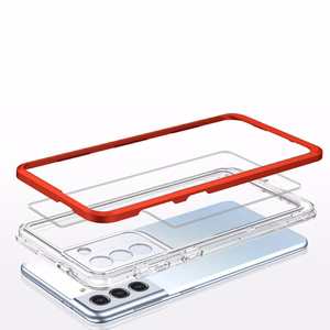 Clear 3in1 dėklas Samsung Galaxy S23 silikoninis dėklas su rėmeliu raudonas