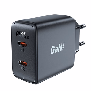Greitas GaN 35W PD įkroviklis 2x USB C Acefast A49 - juodas
