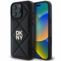 DKNY putuotas Stack logotipas iPhone 16 Pro dėklas telefonui - juodas