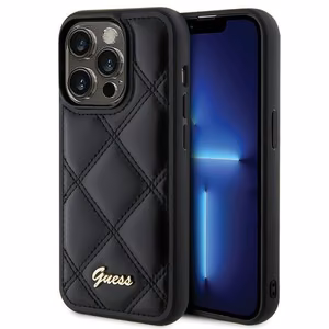 Guess чехол для iPhone 15 Pro GUHCP15LPSQSQSK (Quilted Metal Logo) чёрный