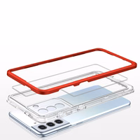 Skaidrus 3in1 dėklas Samsung Galaxy S21 + 5G (S21 Plus 5G) rėmelio gelis raudonas