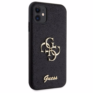 Guess GUHCN61HG4SGK dėklas iPhone 11 / Xr - juodas blizgus užrašas Didelis 4G