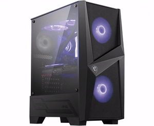MSI MAG FORGE 100M vidutinio dydžio bokštelio žaidimų kompiuterio korpusas, juodas, 2× 120 mm ARGB PWM ventiliatorius, 1× 120 mm ventiliatorius, ARGB Hub, Mystic Light Sync, grūdintas stiklas, ATX/mATX/mini-ITX