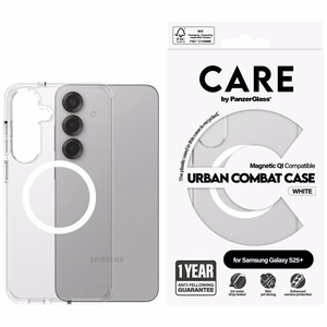 CARE by PanzerGlass Flagship Urban Combat White QI dėklas telefonui Samsung Galaxy S25+ - permatomas