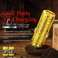 WEKOME WP-C37 Sakin Series - USB-C & USB-A Fast Charging PD 20W automobilinis įkroviklis (auksinis)