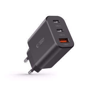 "Tech-Protect NC30W" įkroviklis 2x USB-C PD 30W / USB-A QC 3.0 - juodas