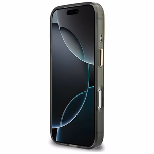 Guess IML 4G Script Metal dėklas, skirtas iPhone 17 Pro Max / 18 Pro Max – spalva: juoda
