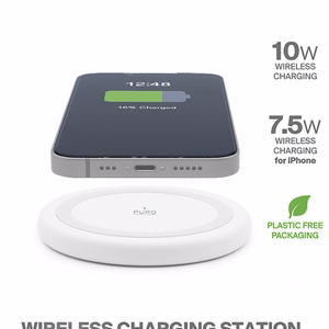 Puro Qi 10 W belaidžio įkrovimo pagrindas, skirtas Android ir iPhone, baltas
