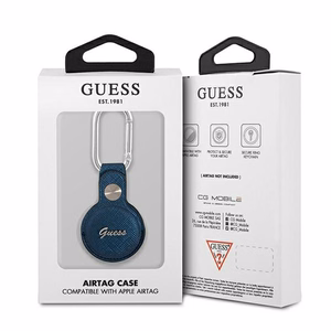 Guess Saffiano Vintage Script AirTag dėklas – mėlynas