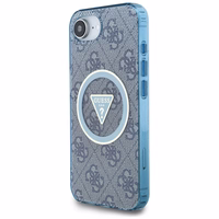Guess IML Metal Glitter 4G Circle Triangle Magnetinis dėklas telefonui iPhone 16e - mėlynas