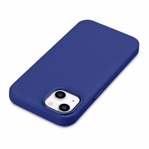 iCarer Litchi Premium odinis dėklas iPhone 14 Plus Magnetinis odinis dėklas su MagSafe Tamsiai mėlynas (WMI14220711-DB)