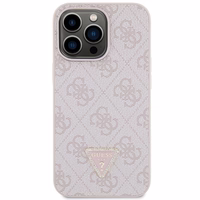 Guess GUHCP13LP4TDSCPP dėklas iPhone 13 Pro / 13 - rožinis kryžminis 4G metalinis logotipas