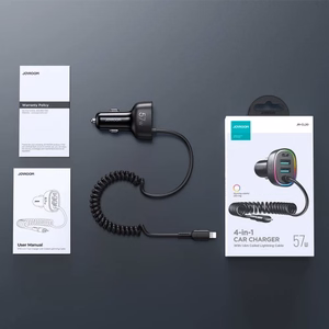 Įkroviklis automobilinis Joyroom (JR-CL20) 4IN1 (2xUSB, 1xUSB-C 1.6M 57W) su lightning laidu juodas