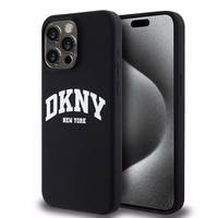 DKNY Liquid Silicone White Printed Logo MagSafe Dėklas telefonui iPhone 14 Pro Max - juodas (m)