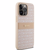 DKNY odinis Mono Stripe ir Metal Logo dėklas telefonui iPhone 15 Pro Max - rožinis