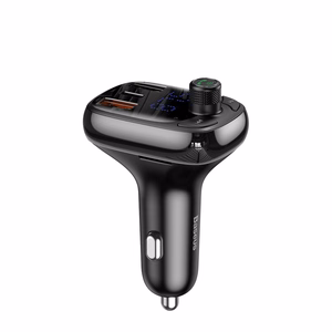 Įkroviklis automobilinis + FM transmiteris BASEUS (S-13) (2xUSB;1xUSB-C) juodas