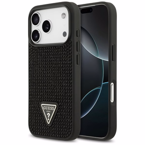 Guess Rhinestone Triangle Logo dėklas telefonui iPhone 17 Pro - juodas