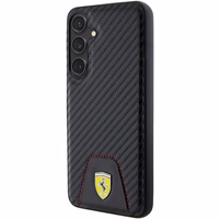 Ferrari Carbon Stitched Bottom dėklas telefonui Samsung Galaxy S24+ - juodas