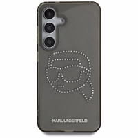 Karl Lagerfeld dėklas telefonui su kalnų krištolais Karl Head logotipu Samsung Galaxy S25 juodas
