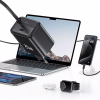 USAMS Tinklo įkroviklis 1xUSB-C su susukamu laidu USB-C Retractable PD+QC 20W Gan Fast Charging baltas YC Series CC233TC02 (US-CC233)